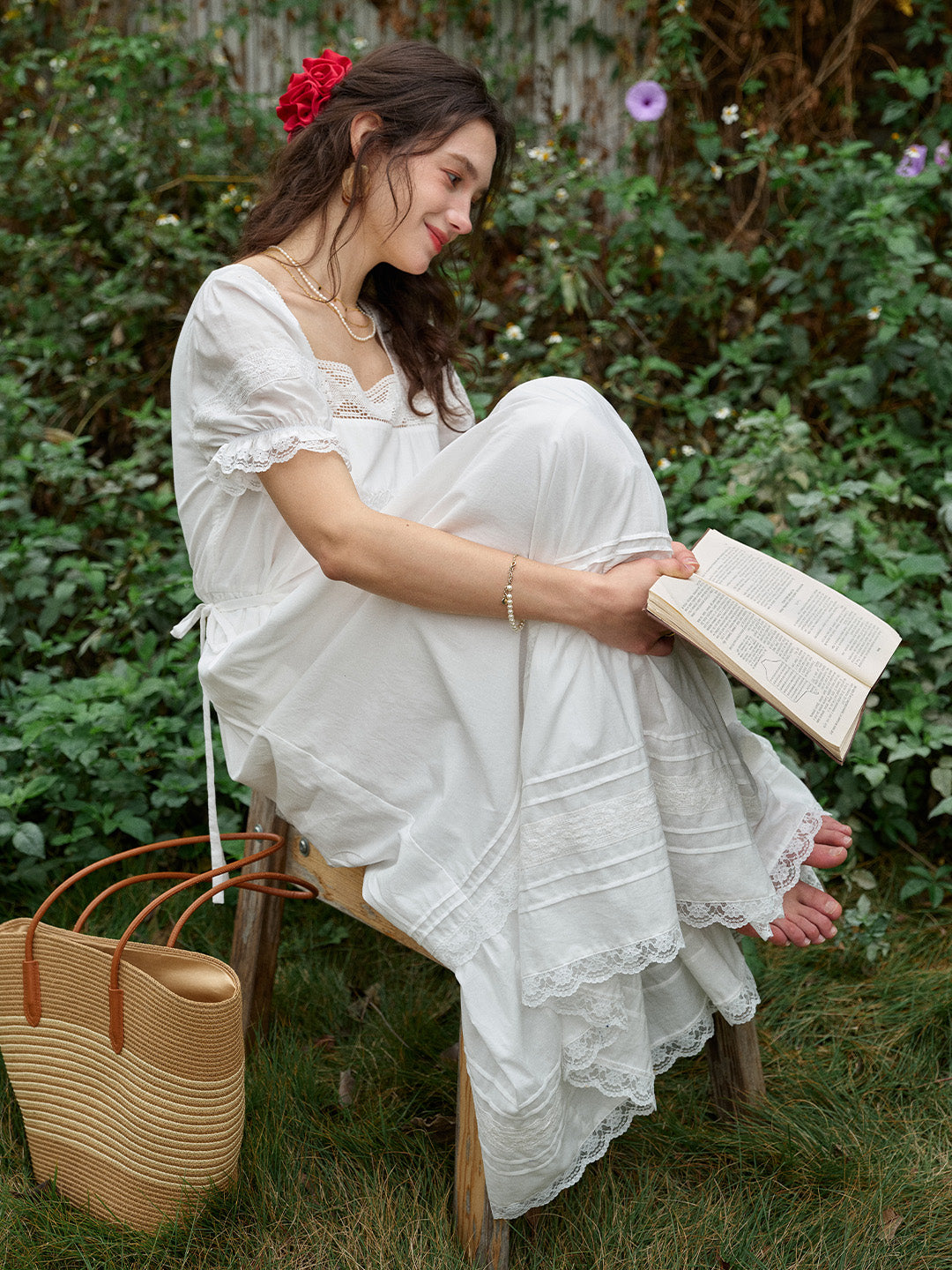 Luella Square Neck Embroidered Dress