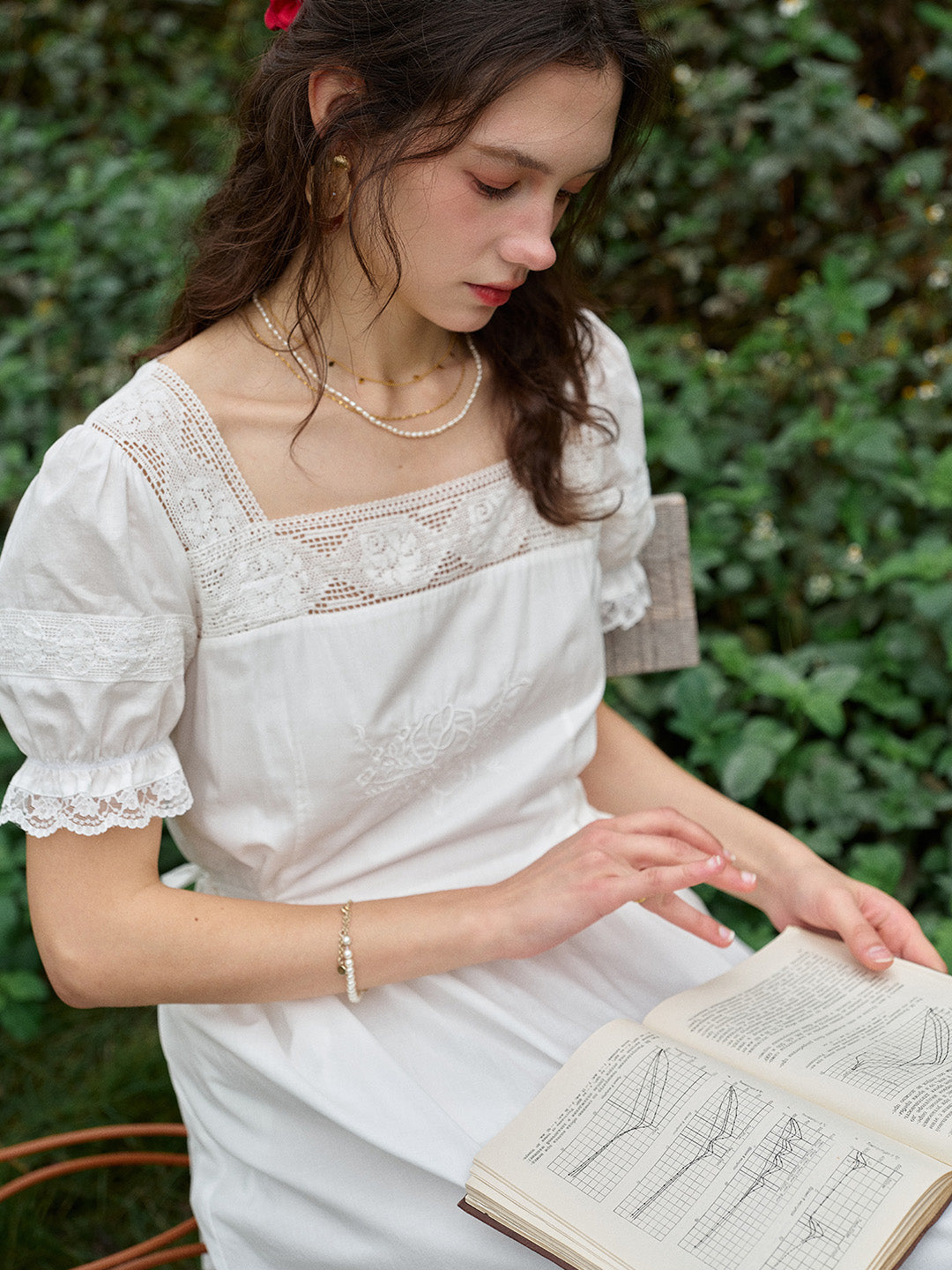 Luella Square Neck Embroidered Dress