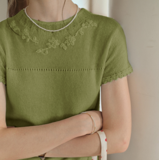 Ellianna Round Neck Lace Embroidery Knitwear