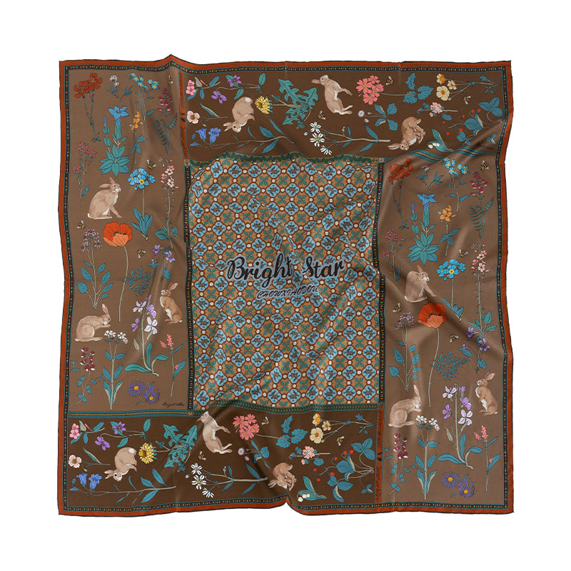 16 Momme Large Square Slik Twill Scarf 106*106 Vintage