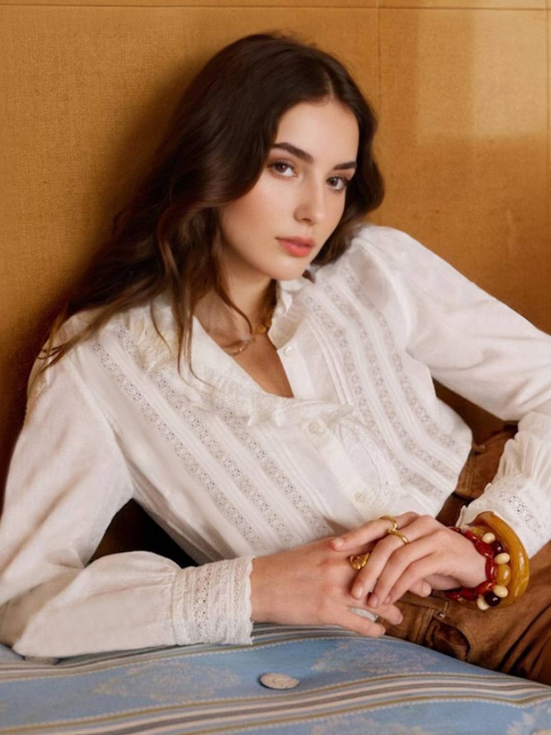 Lilliana Lace Collar Embroidery Blouse