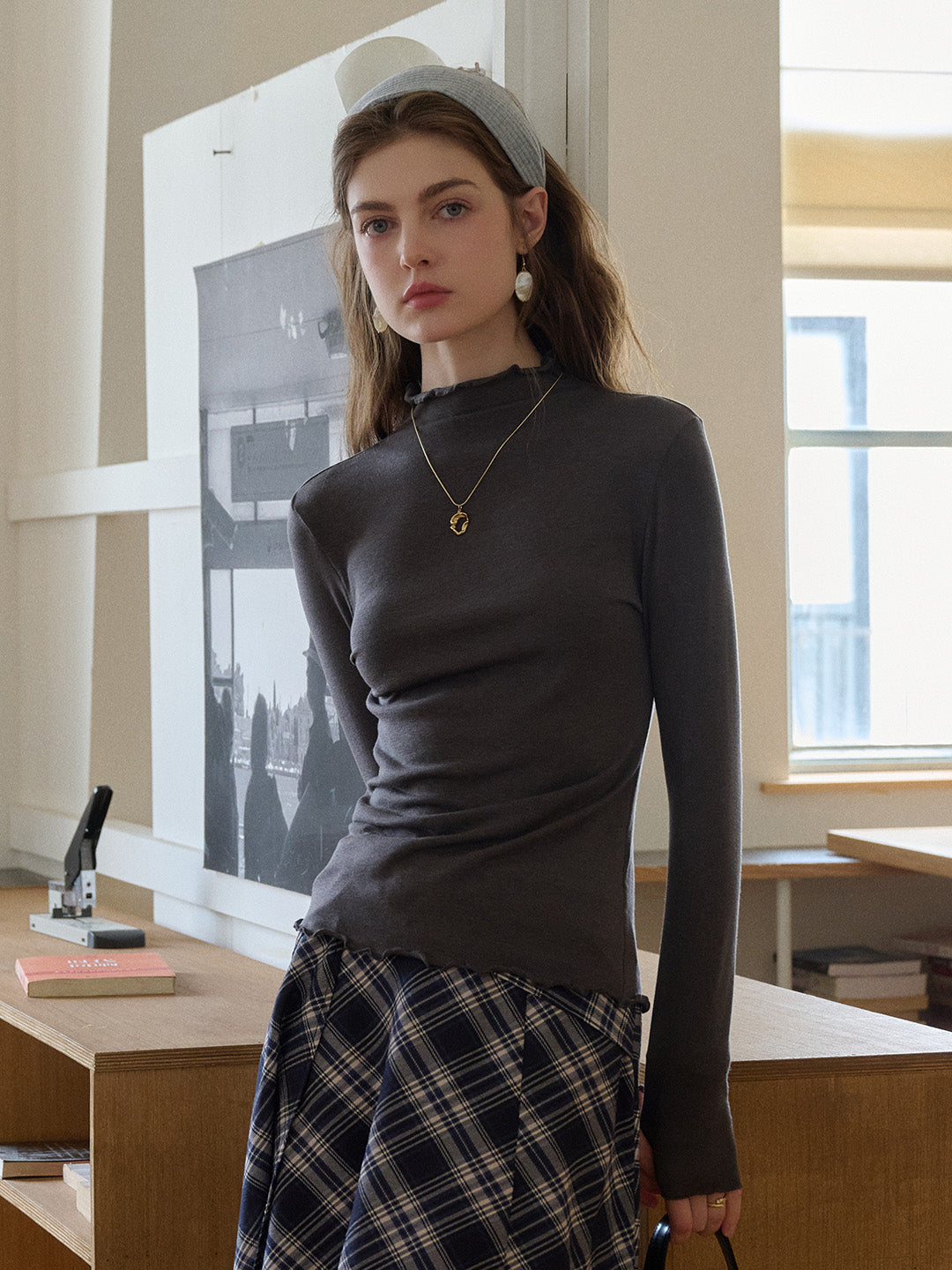 Adelina Half-High Collar Lyocell Merino Top