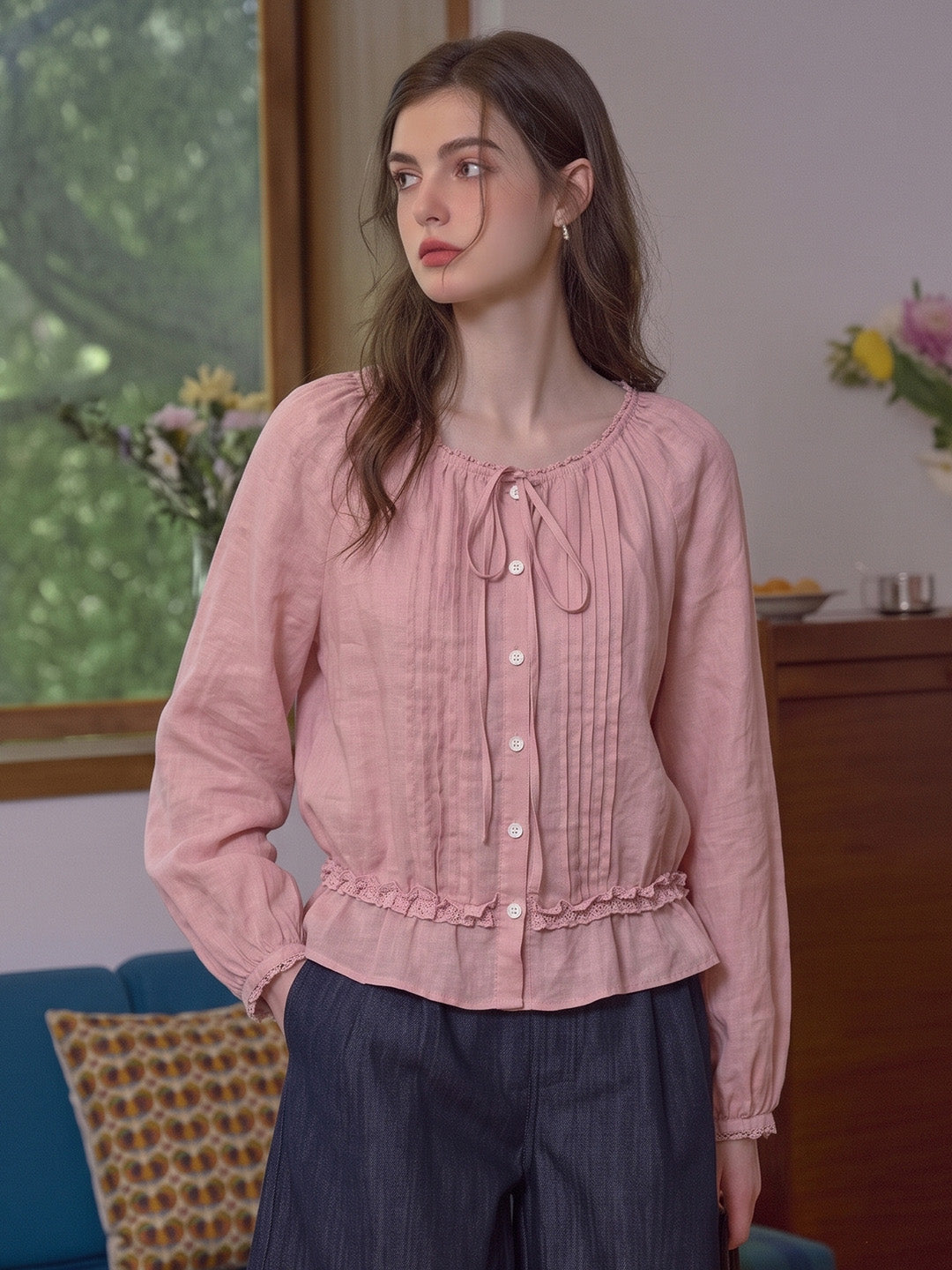 Gianna Round Neck Bow Blouse