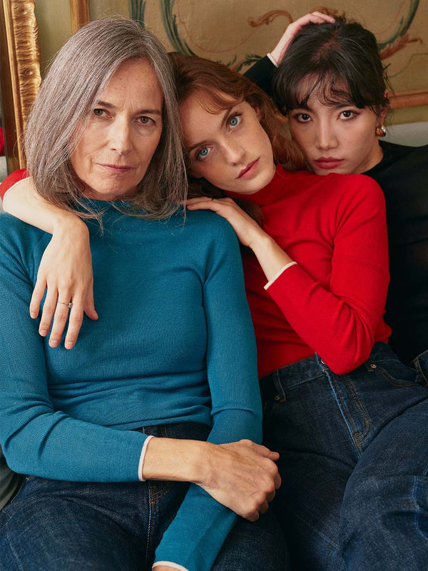 Lisa 100%  Wool Half Turtleneck Slim Fit Solid  Sweater-Indigo
