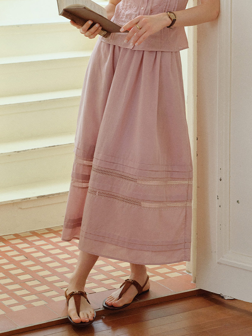 Carmen French Embroidery Midi Skirt