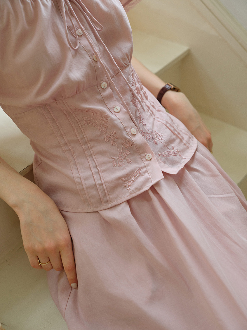 Gabriella Lace Collar Embroidery Blouse