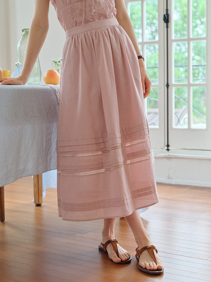 Carmen French Embroidery Midi Skirt