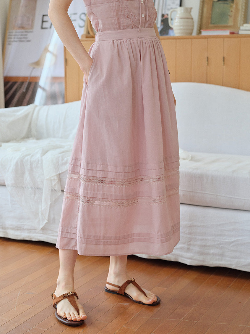 Carmen French Embroidery Midi Skirt