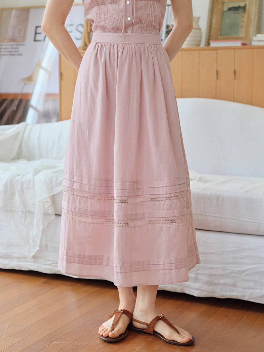 Carmen French Embroidery Midi Skirt