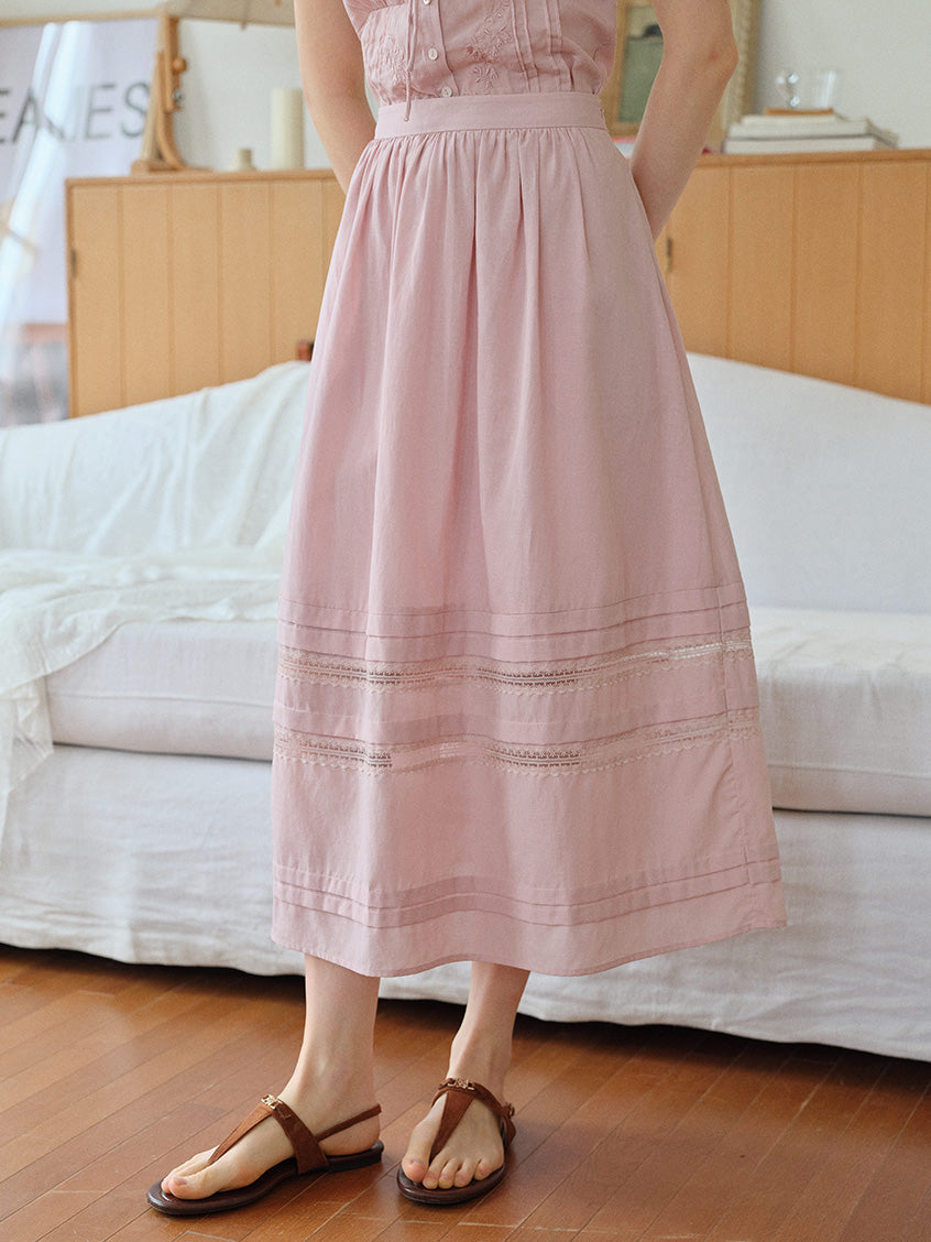 Carmen French Embroidery Midi Skirt
