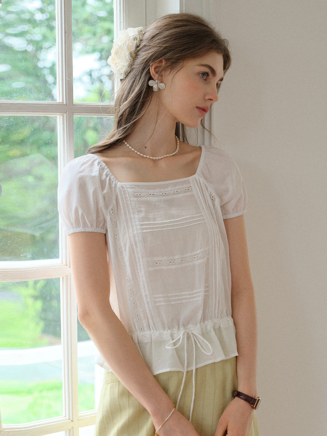 Halo 100%Cotton French Loose Blouse