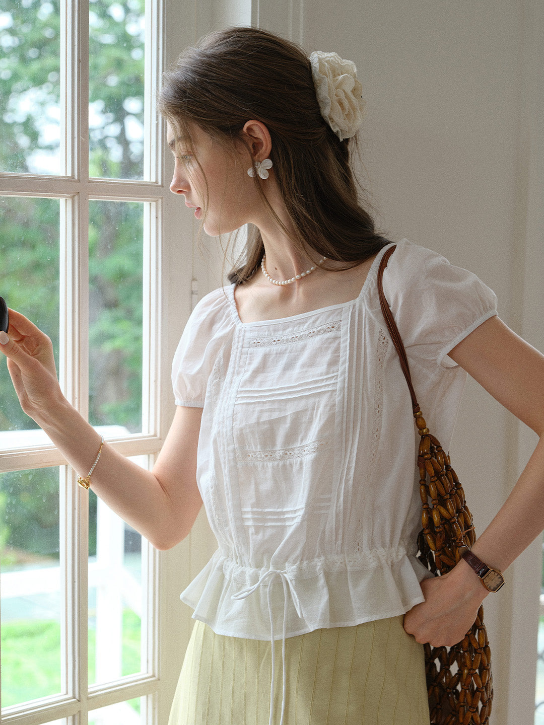 Halo 100%Cotton French Loose Blouse