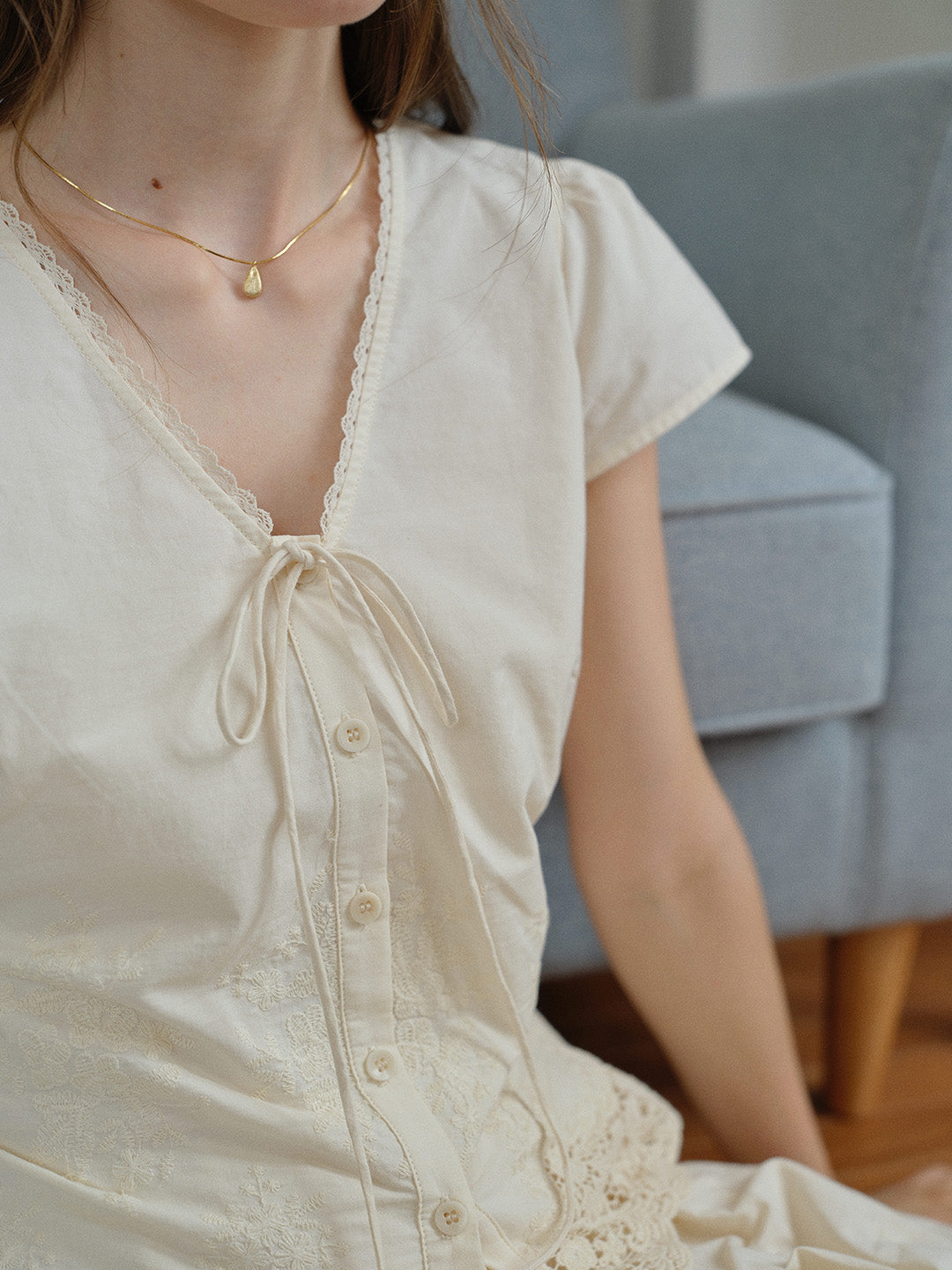 Adrianna 100% Cotton Embroidery Blouse