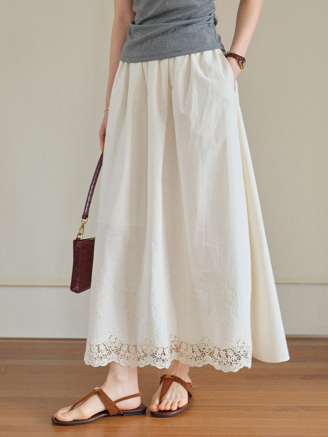 Delilah 100%Cotton Midi Skirt