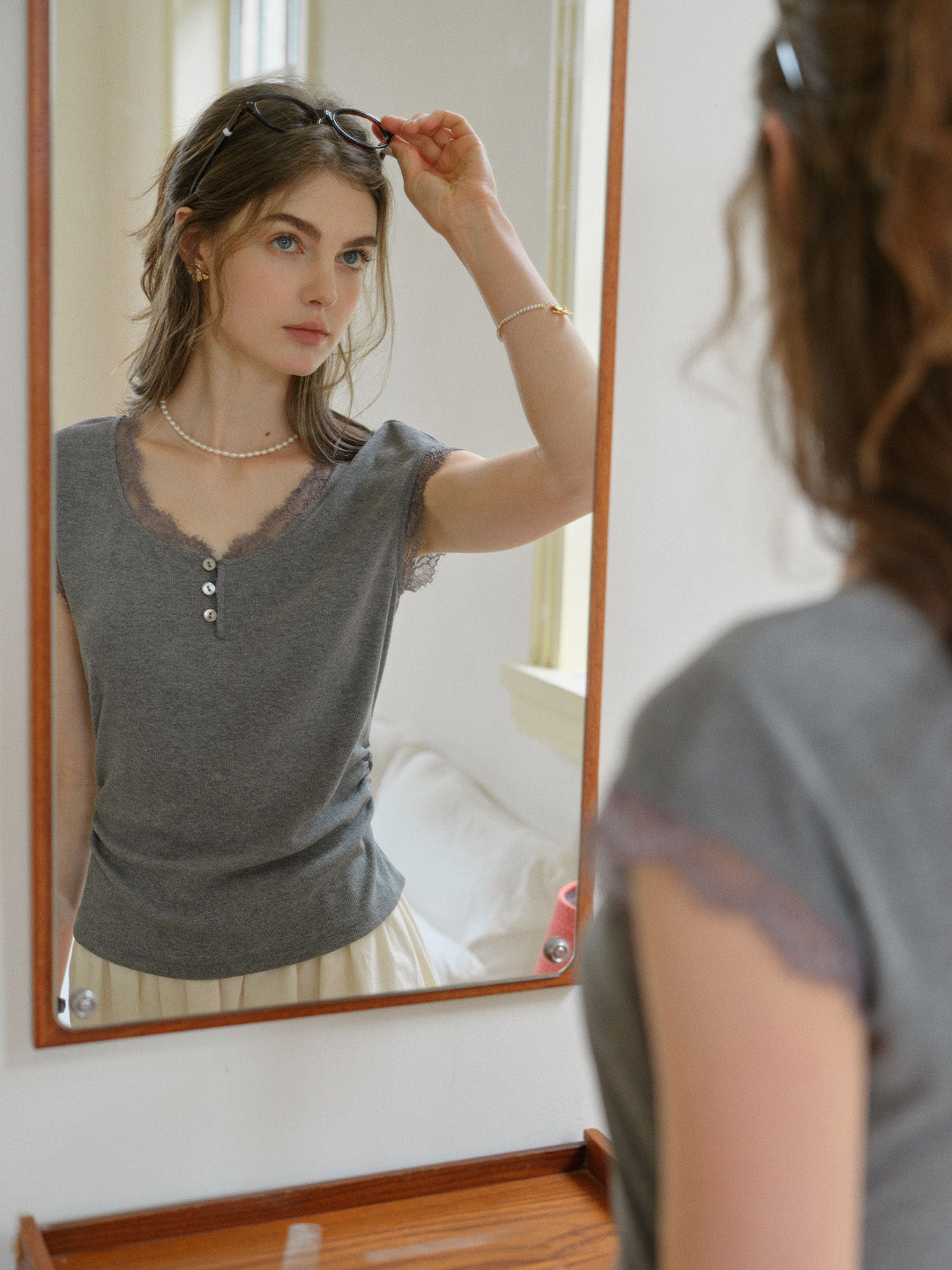 Azalea Round Neck Lace Top