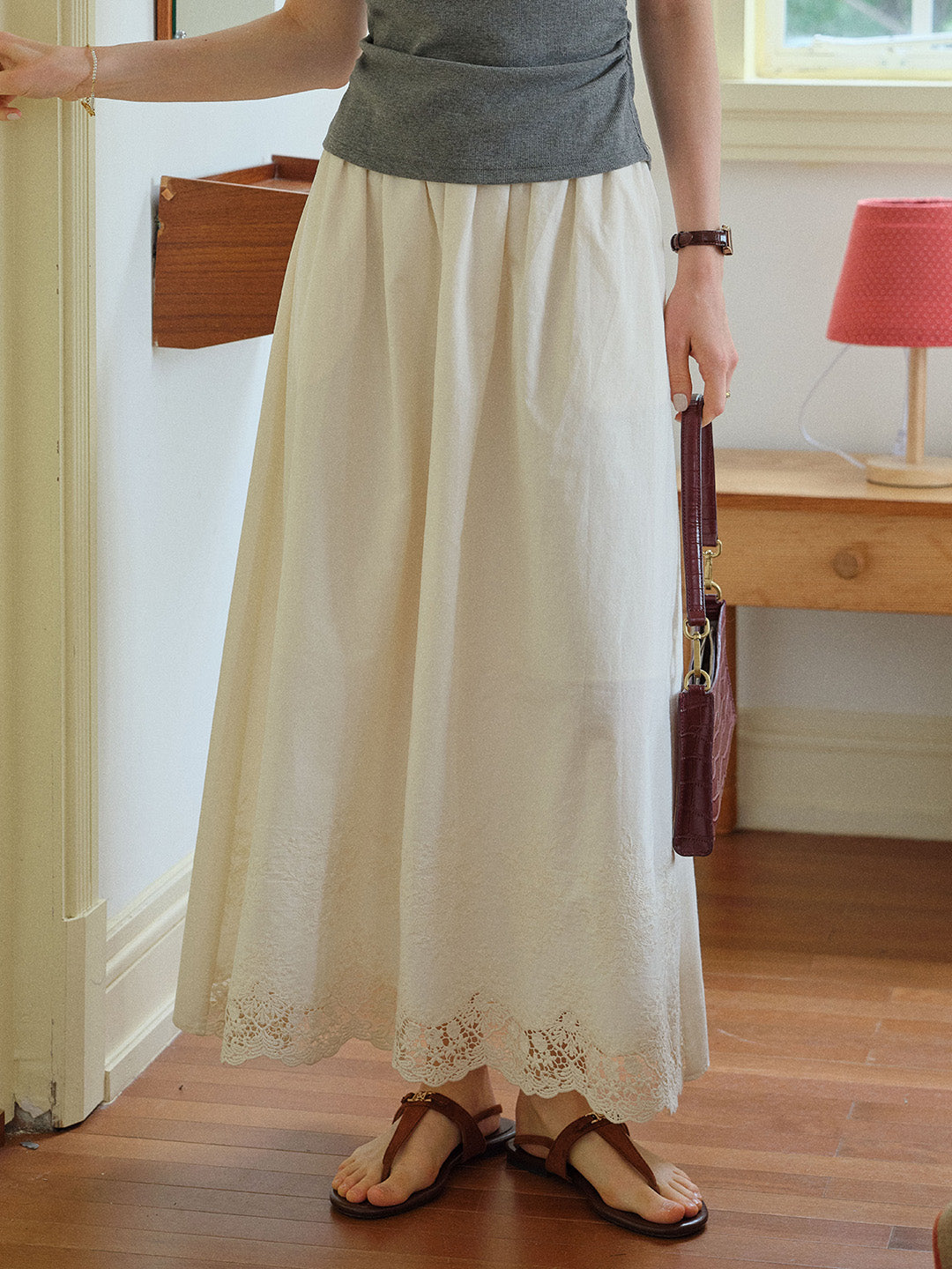 Delilah 100%Cotton Midi Skirt