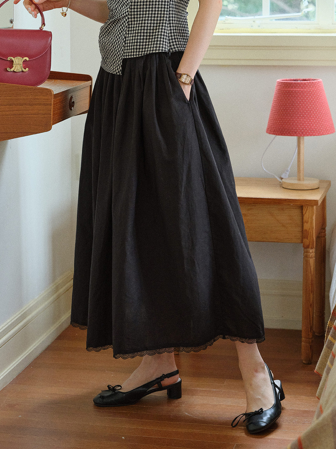 Gracelyn Lace Simple Midi Skirt