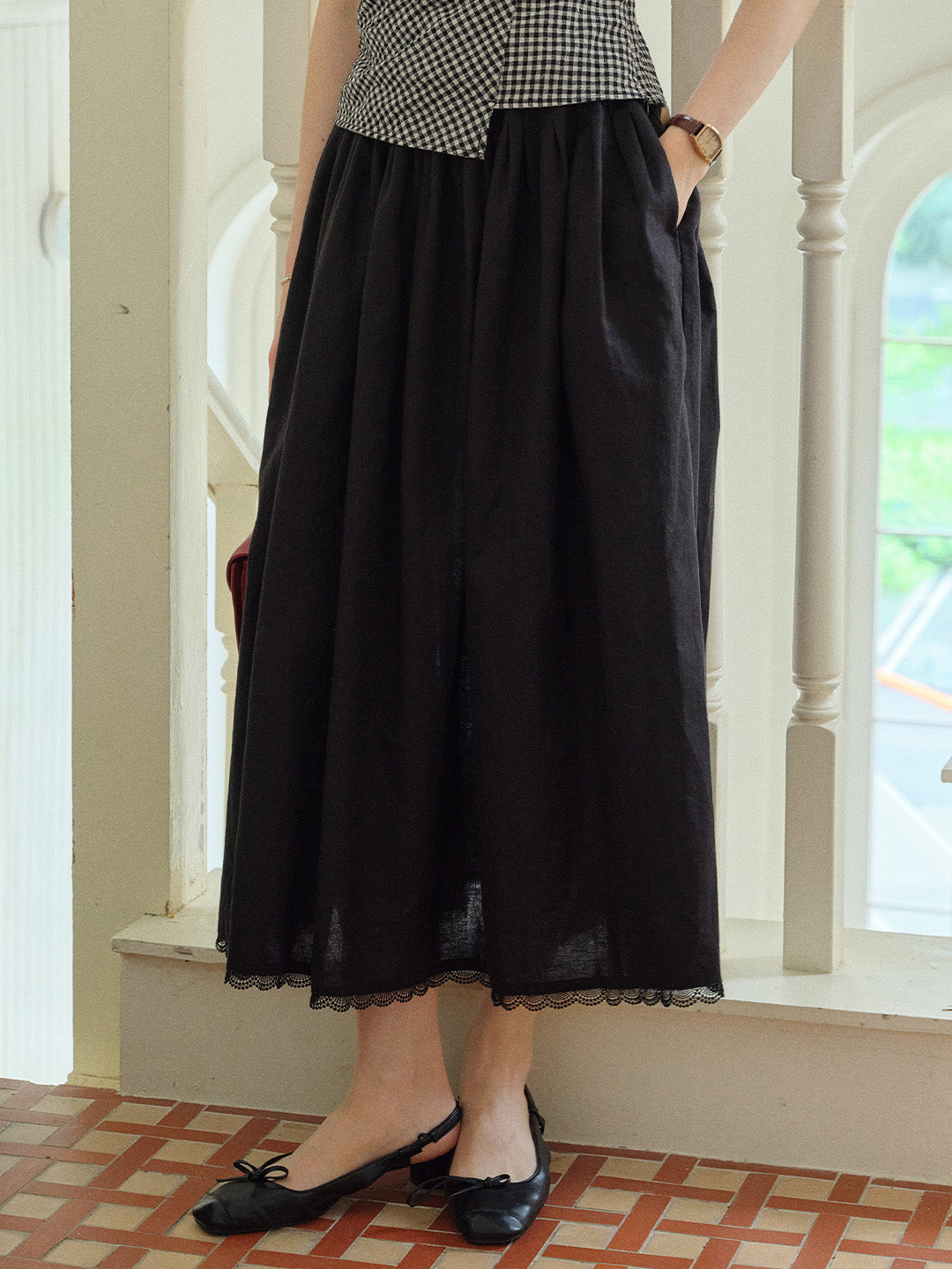 Gracelyn Lace Simple Midi Skirt