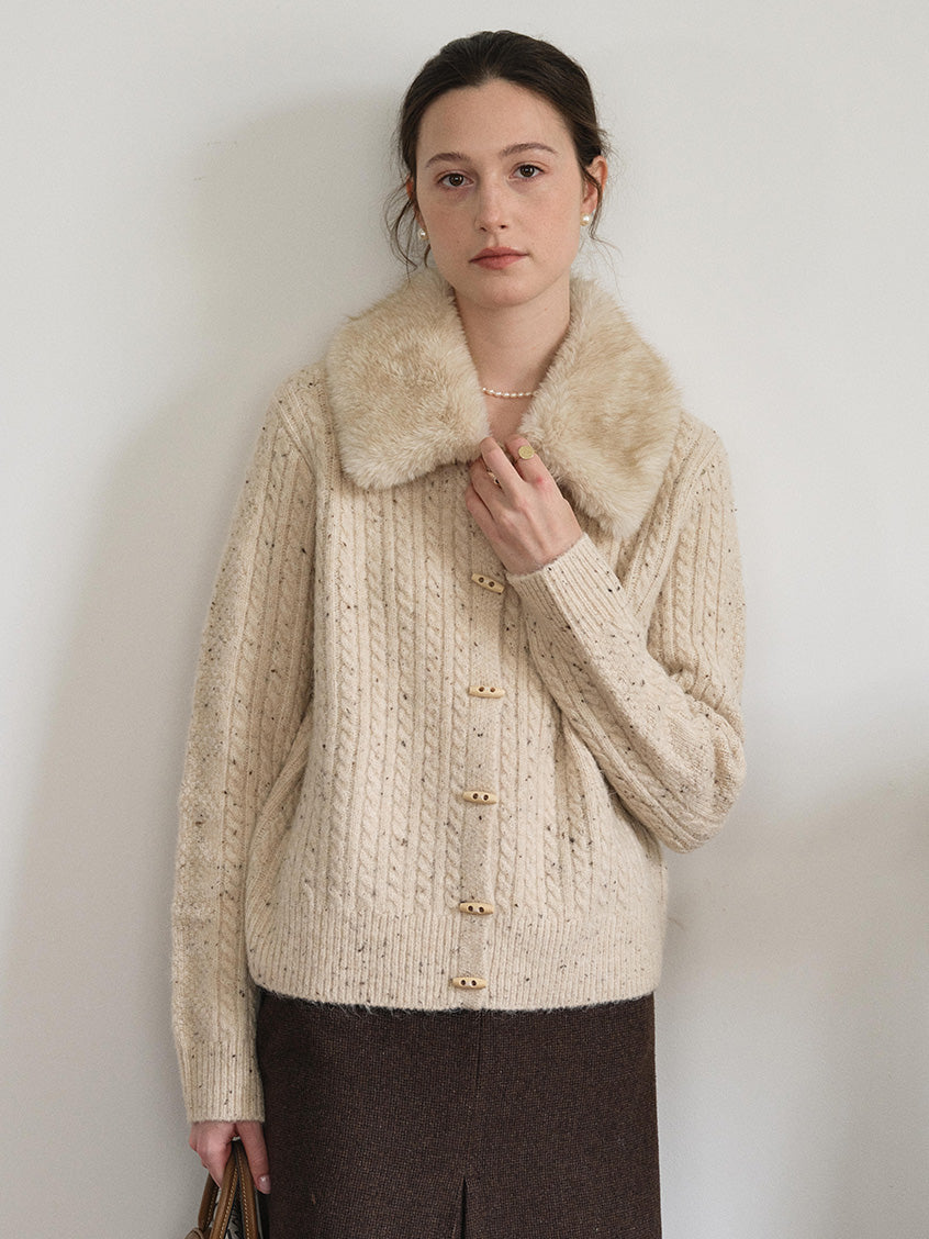 Neve Toggle-Front Cable Knit Cardigan