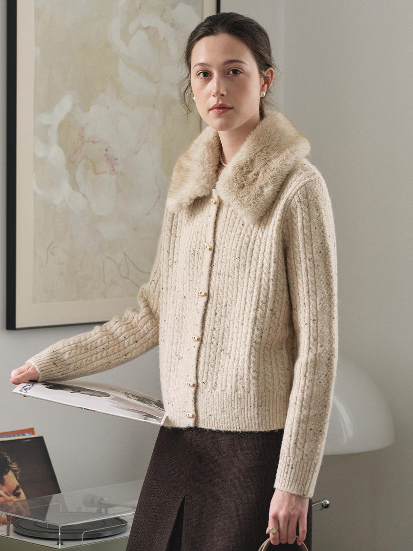 Neve Toggle-Front Cable Knit Cardigan