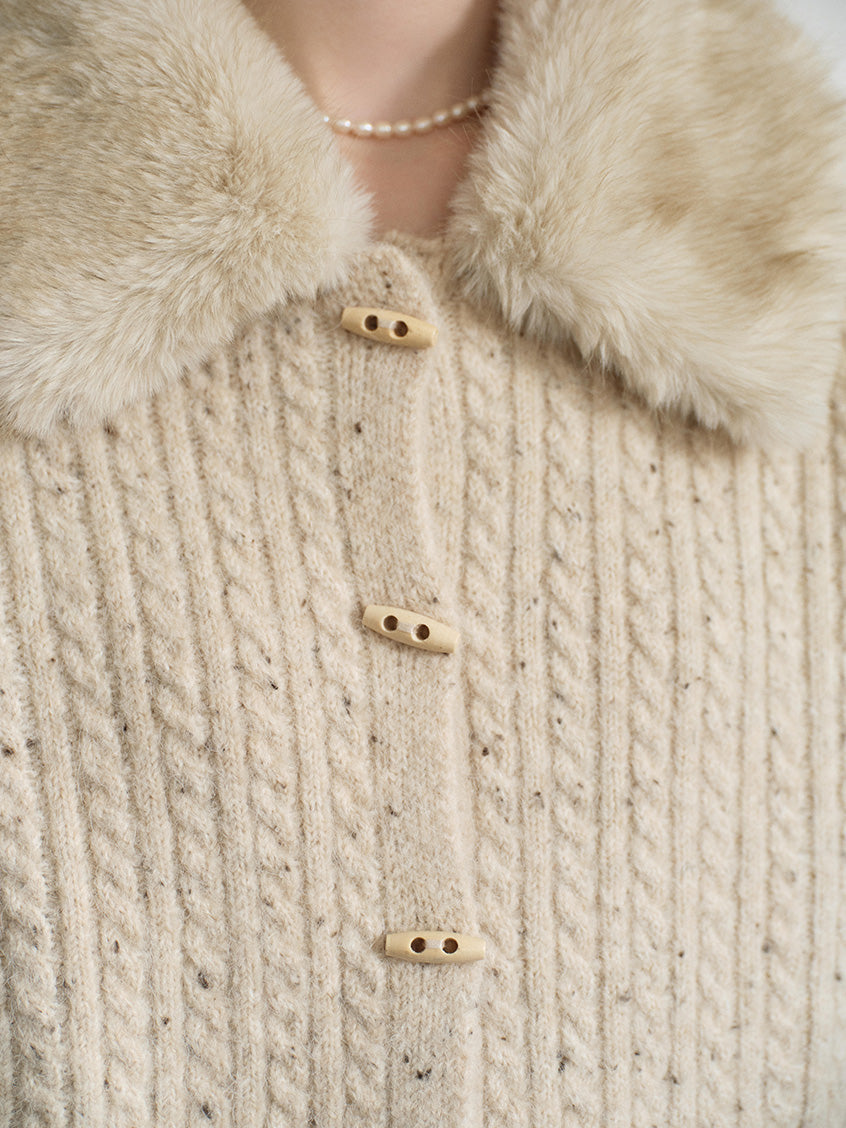 Neve Toggle-Front Cable Knit Cardigan