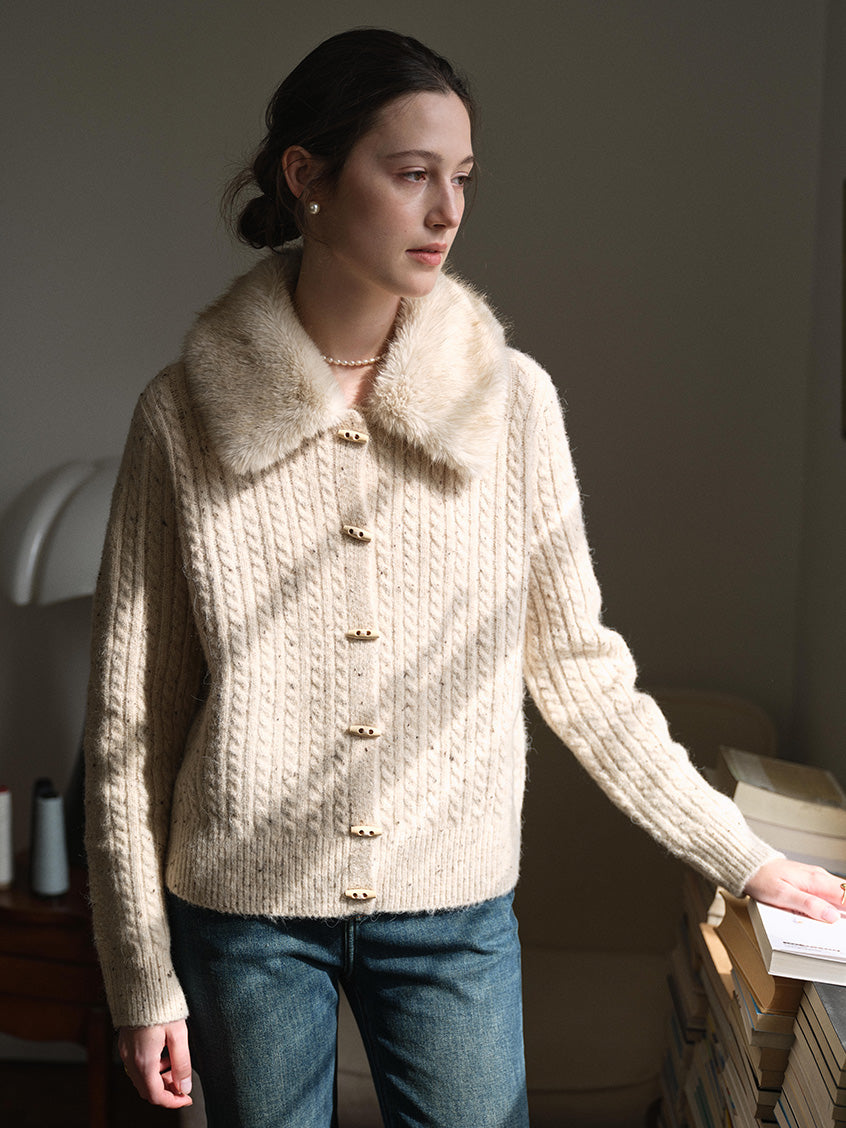 Neve Toggle-Front Cable Knit Cardigan