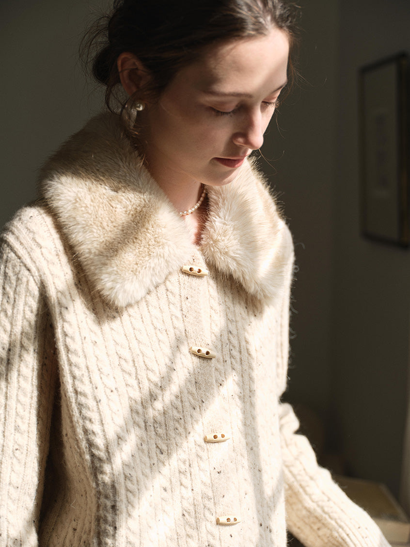 Neve Toggle-Front Cable Knit Cardigan