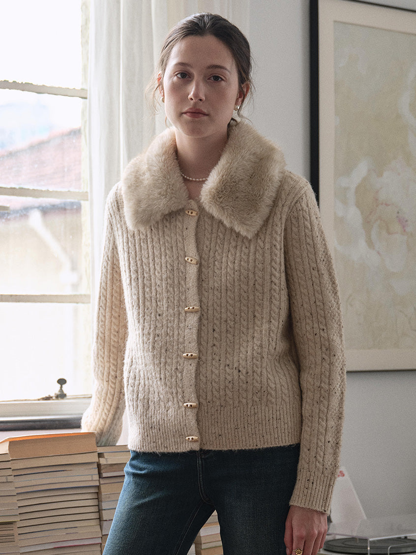 Neve Toggle-Front Cable Knit Cardigan