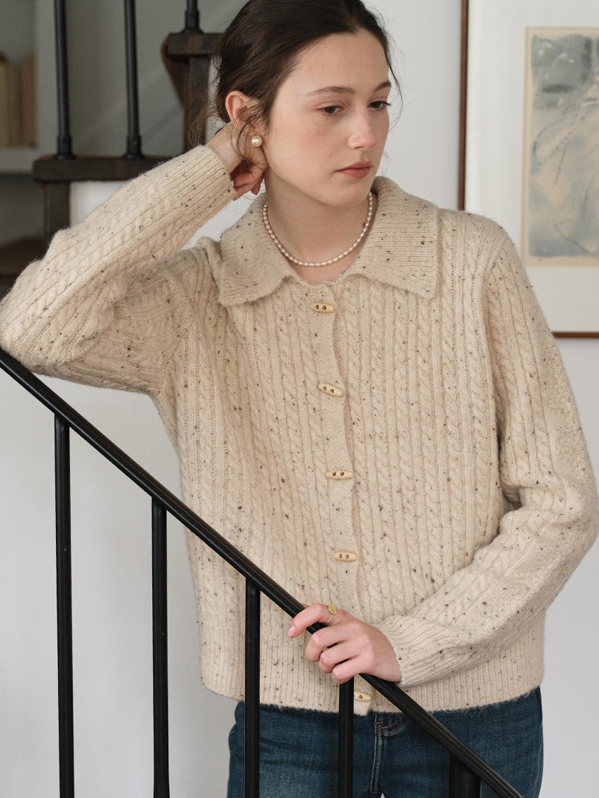 Neve Toggle-Front Cable Knit Cardigan