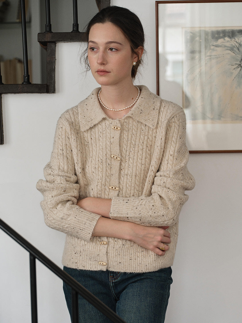 Neve Toggle-Front Cable Knit Cardigan