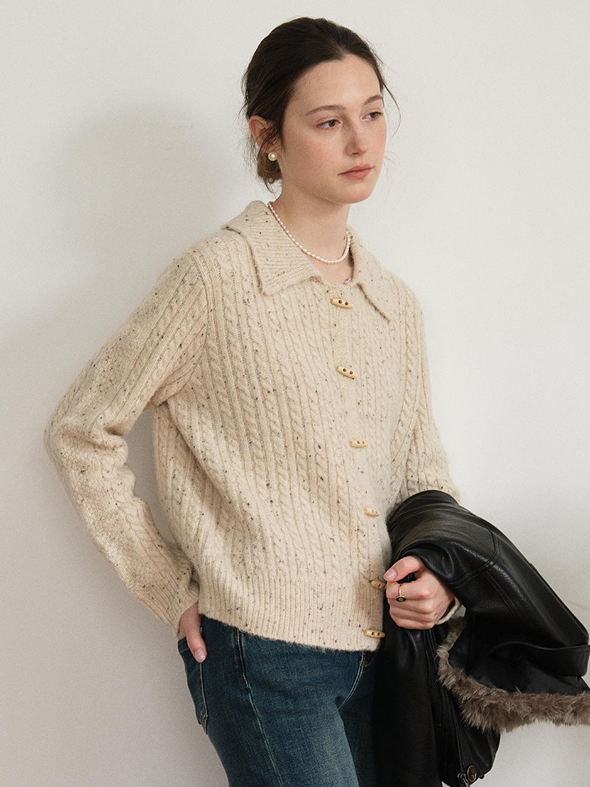 Neve Toggle-Front Cable Knit Cardigan