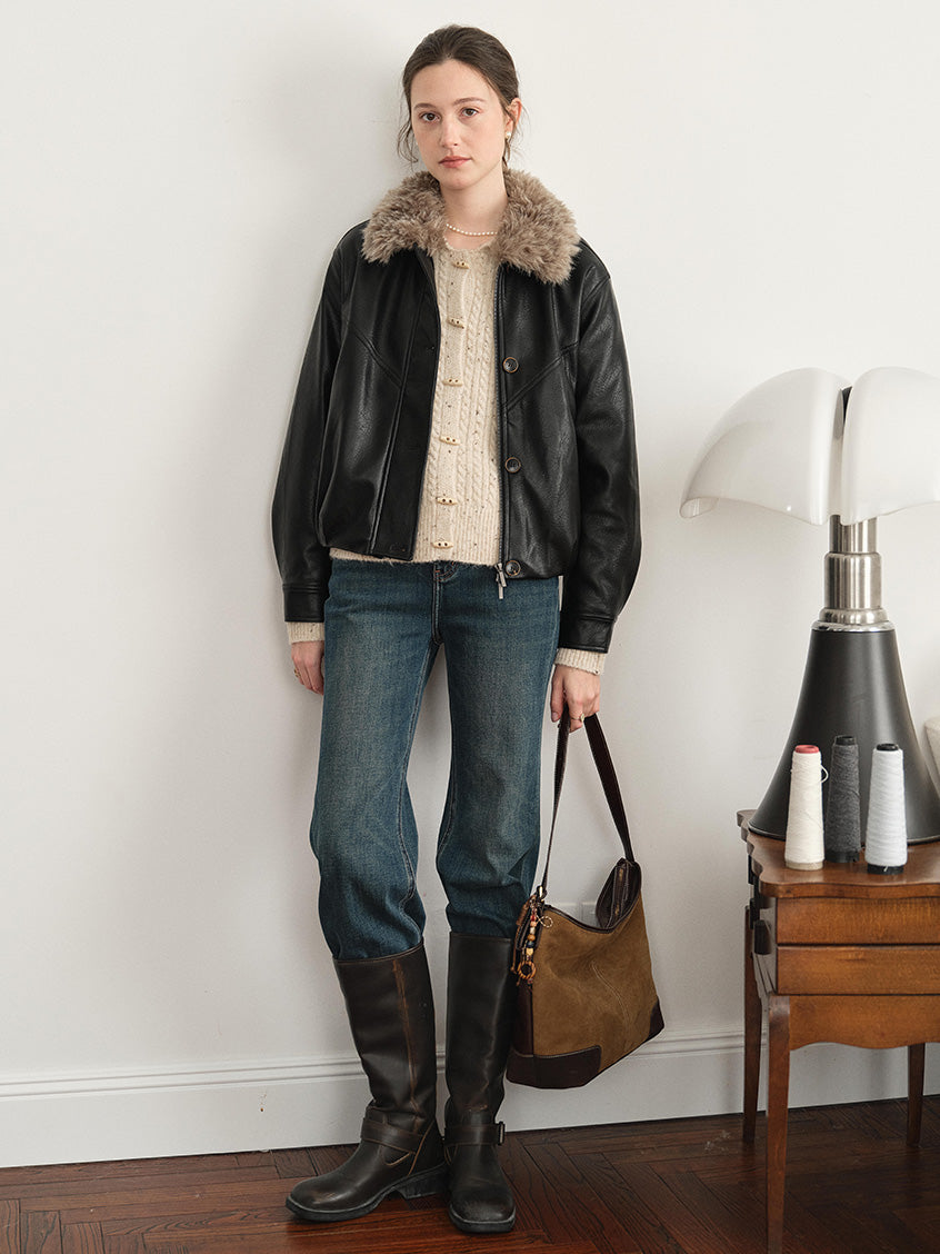 Neve Toggle-Front Cable Knit Cardigan