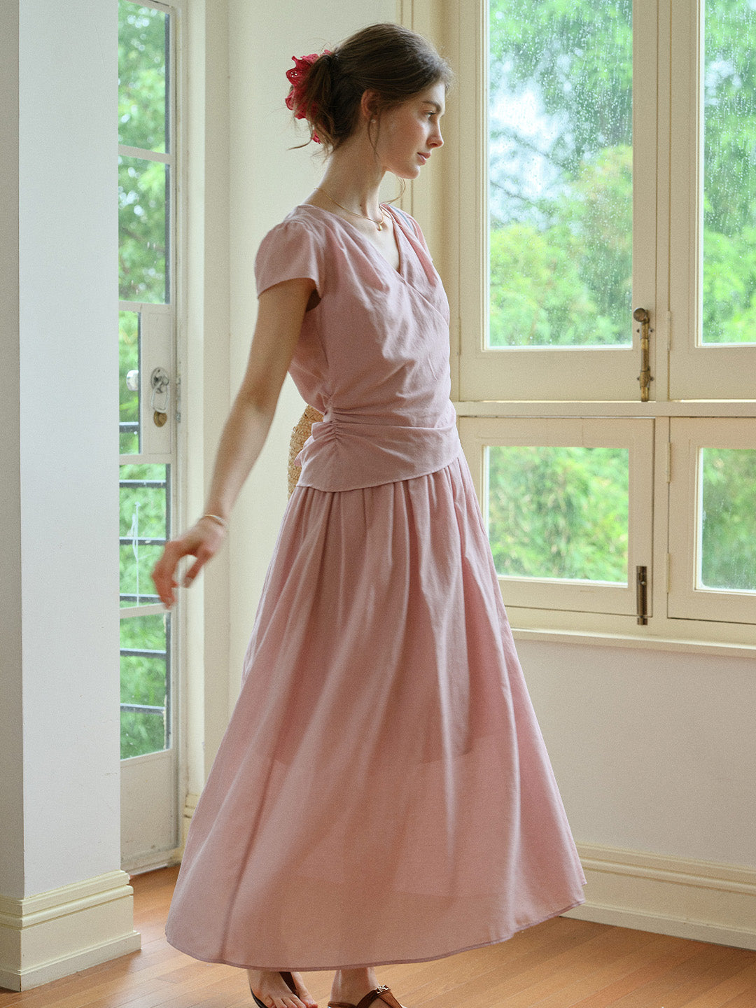 loose v neck dress Jessamine V-Neck Loose Dress