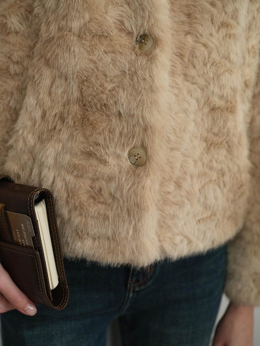 Gerda Cropped Plush Faux-Fur Short Jacket