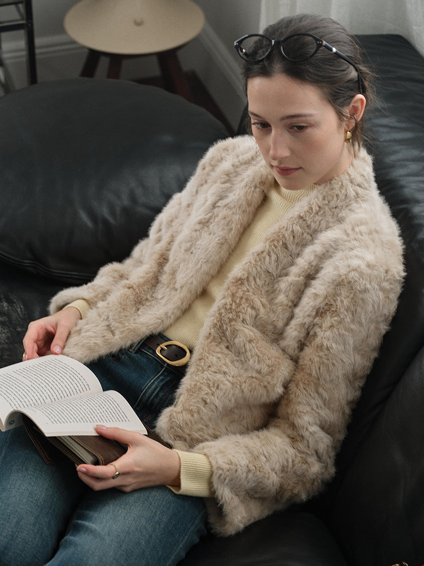 Gerda Cropped Plush Faux-Fur Short Jacket
