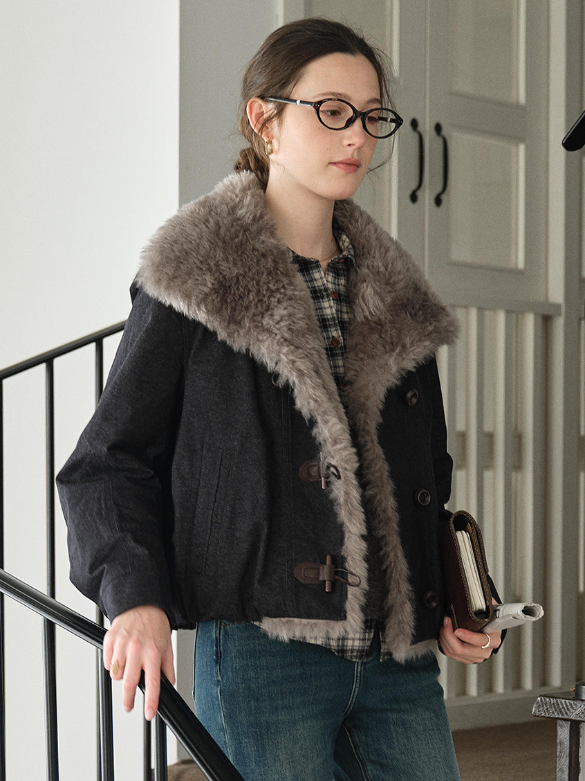 Roisin Toggle-Front Faux-Fur Padded Jacket