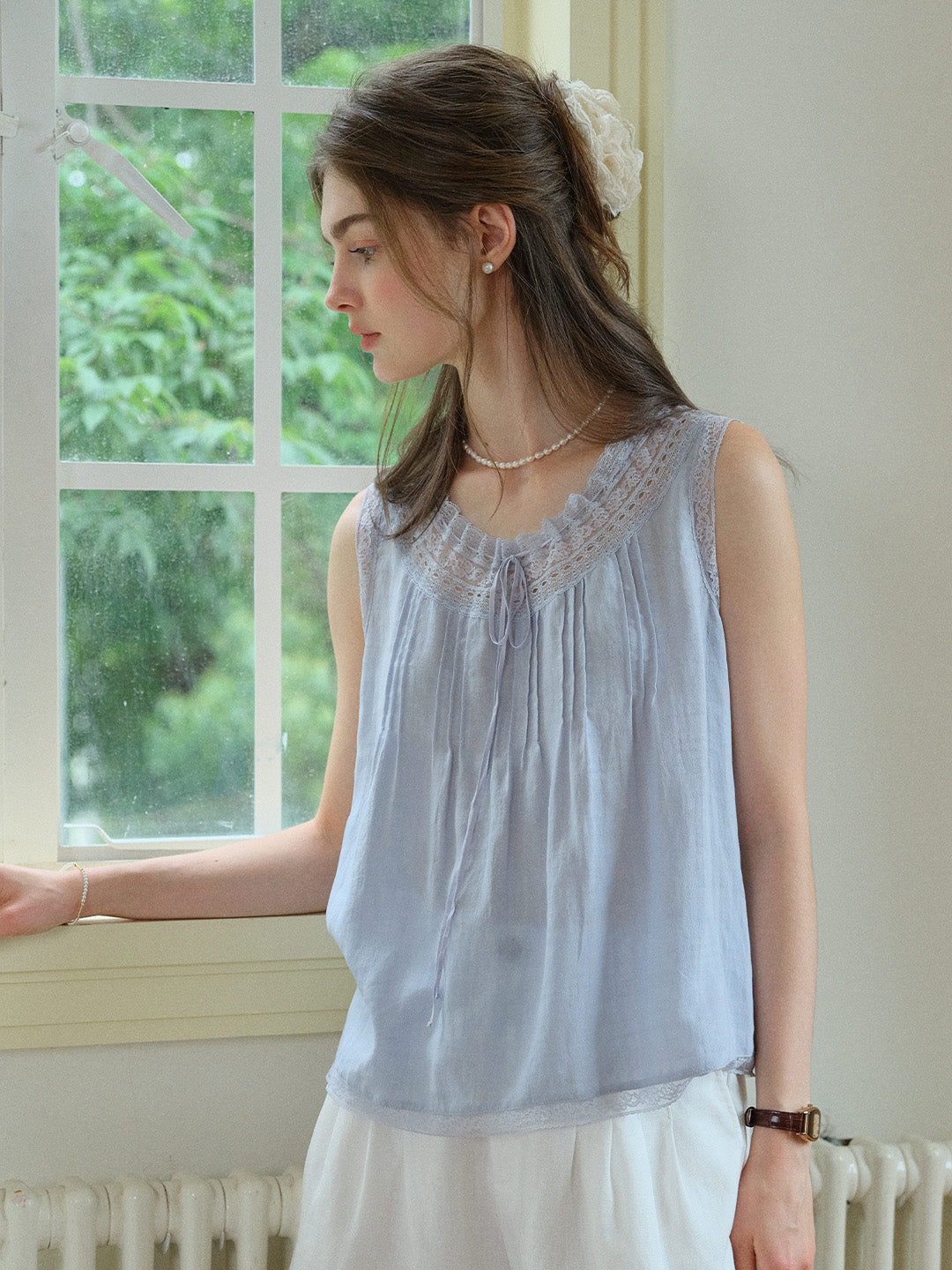 Alayna Round Neck Lace Blouse