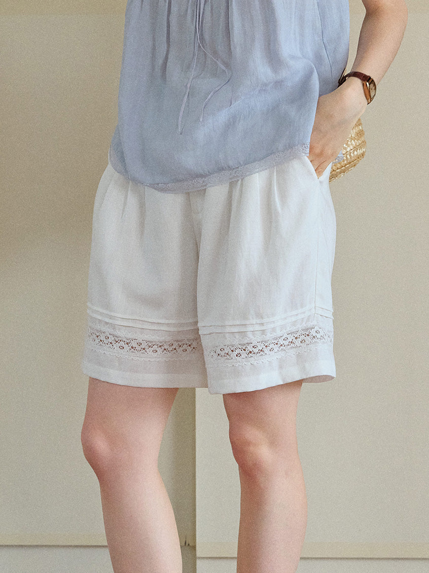 Elise Loose Lace Embroidery Shorts