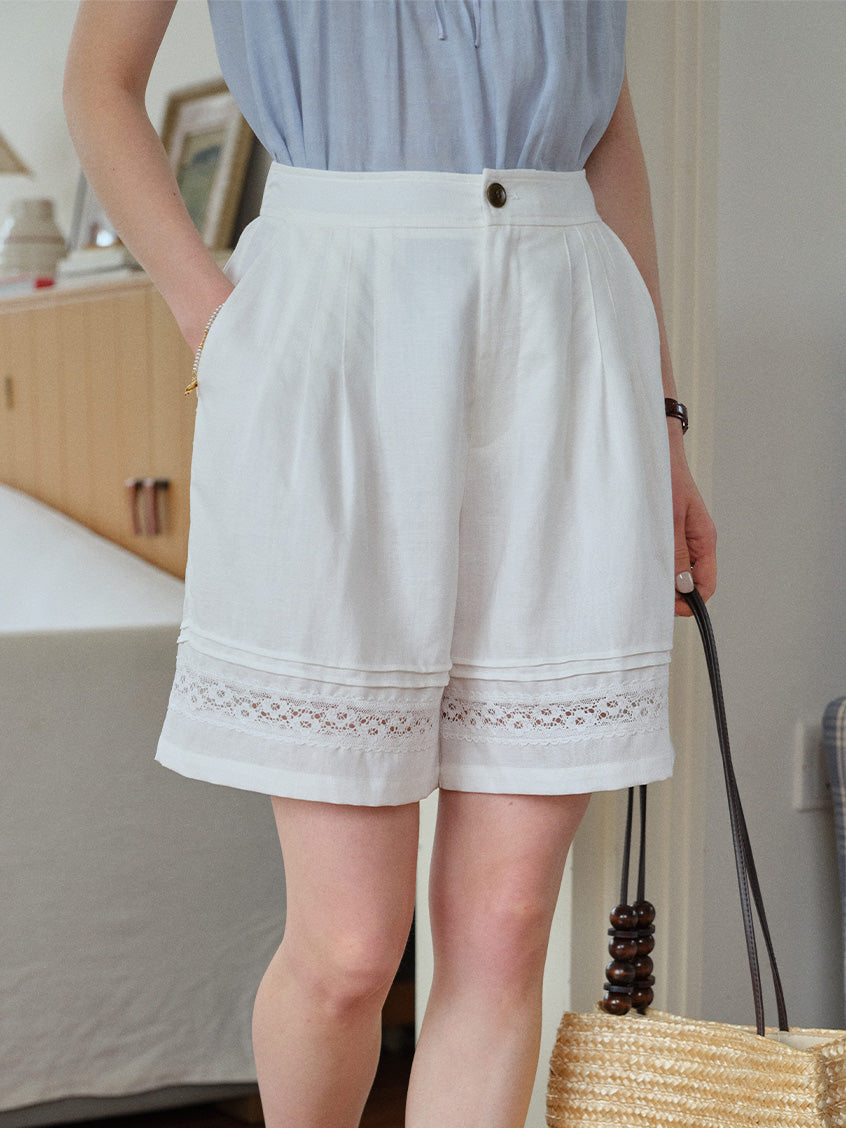 Elise Loose Lace Embroidery Shorts