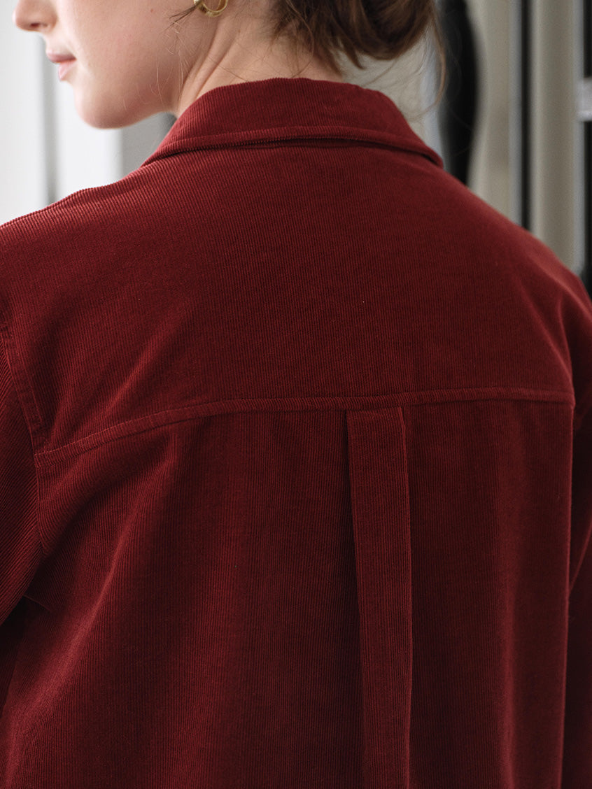 Hesper 100% Cotton Contrast-Cuff Velveteen Shirt