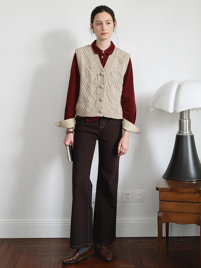 Ottavia Wool-Blend Cable Knit Vest