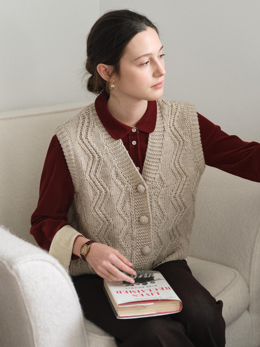 Ottavia Wool-Blend Cable Knit Vest