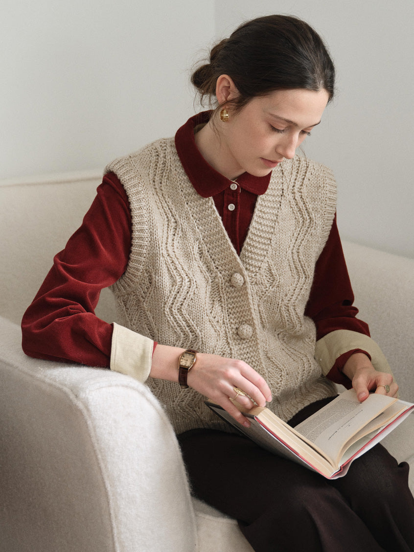 Ottavia Wool-Blend Cable Knit Vest