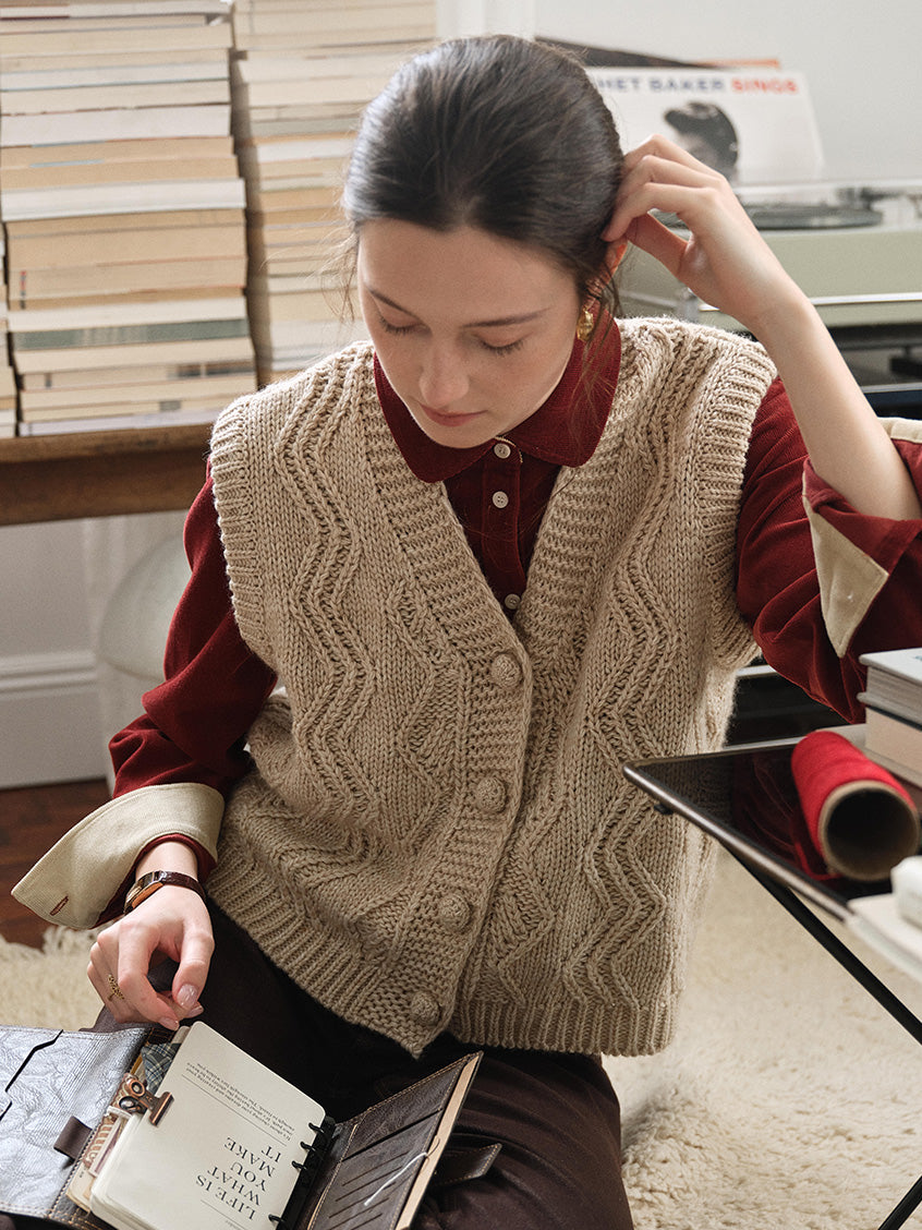 Ottavia Wool-Blend Cable Knit Vest