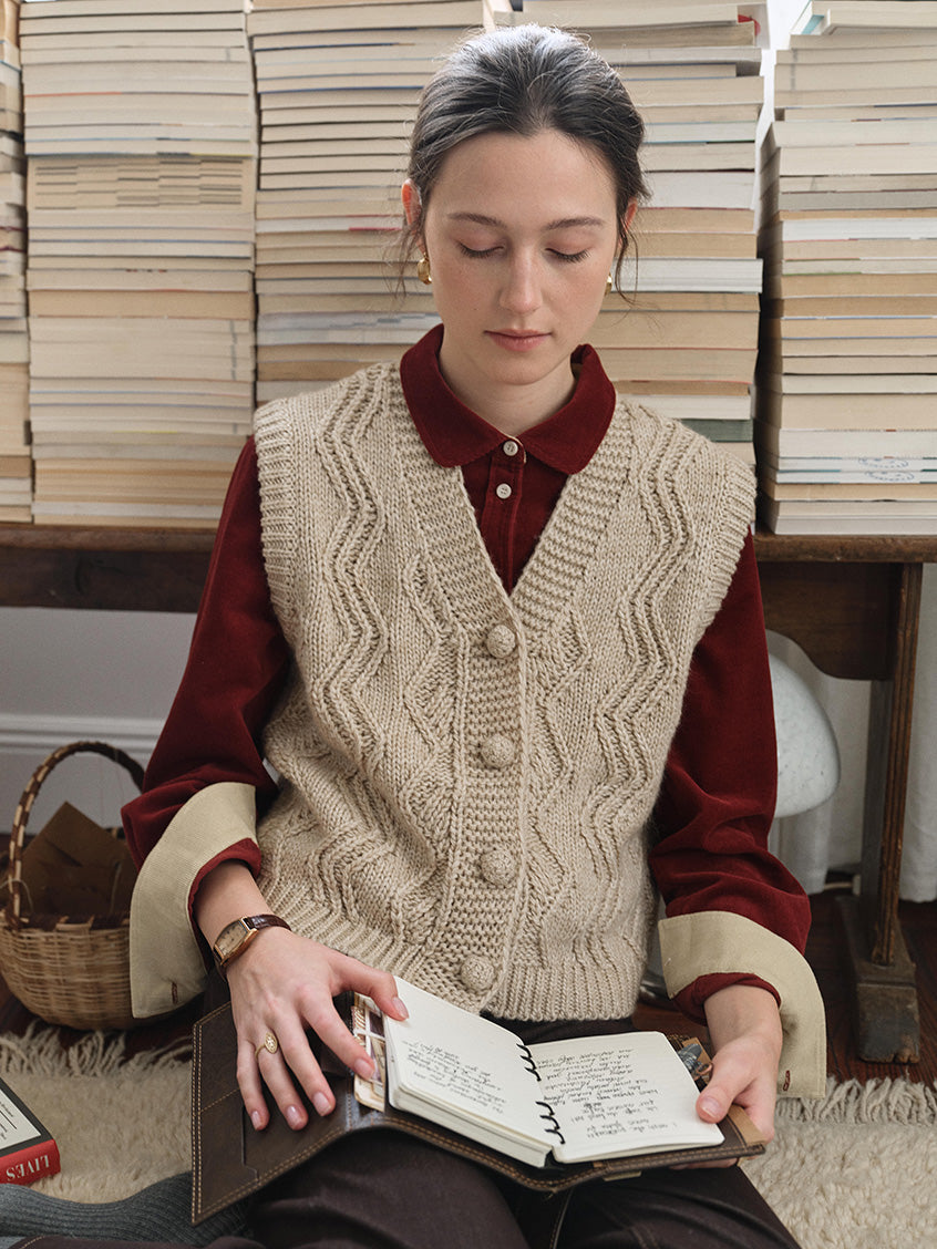 Ottavia Wool-Blend Cable Knit Vest
