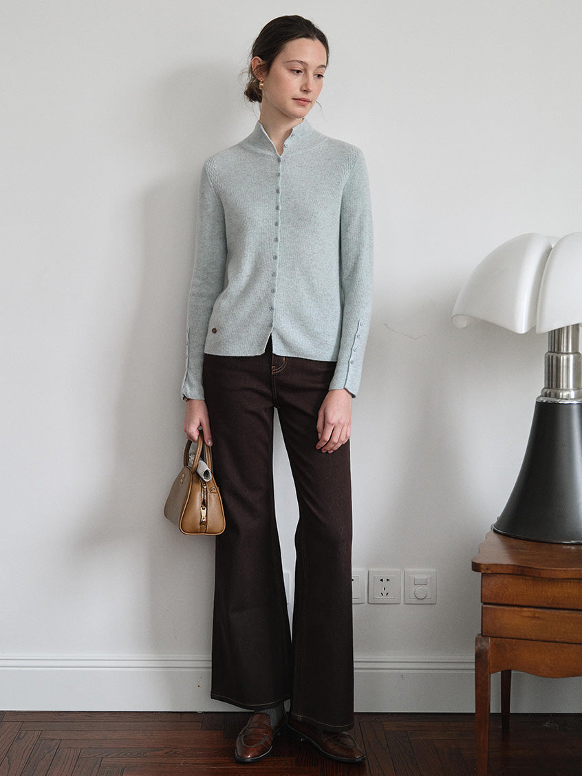 Berta 100%Wool V-Neck Button Sweater