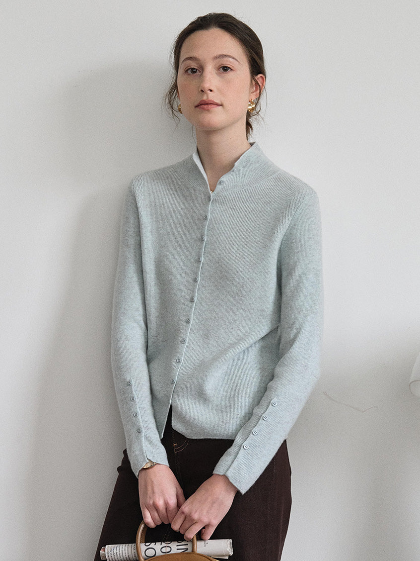 Berta 100%Wool V-Neck Button Sweater