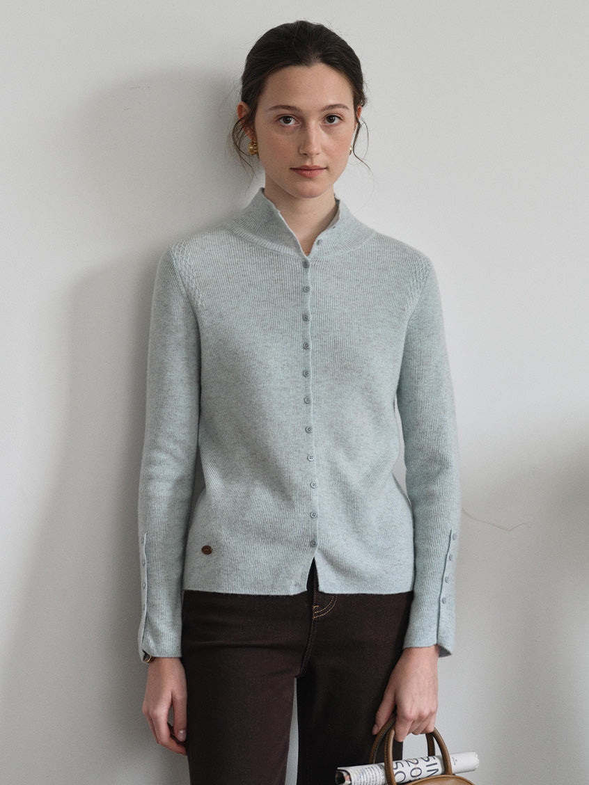 Berta 100%Wool V-Neck Button Sweater