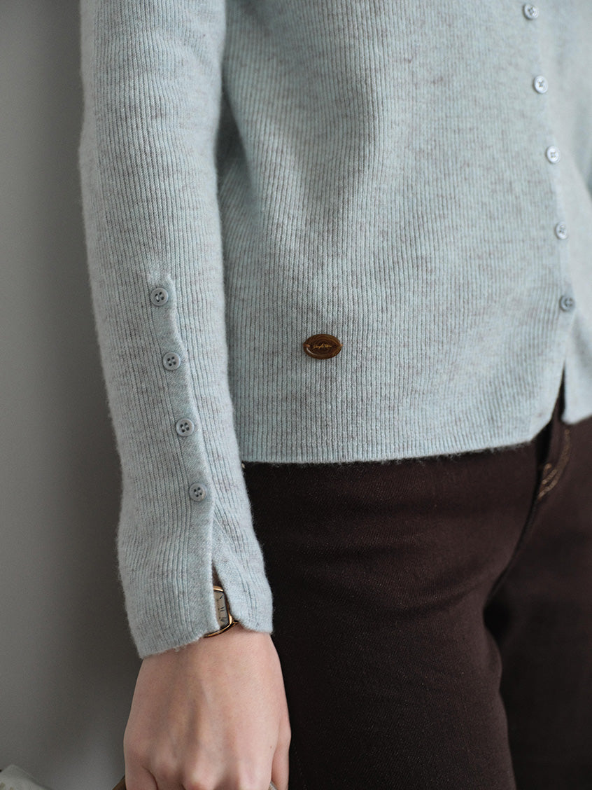 Berta 100%Wool V-Neck Button Sweater