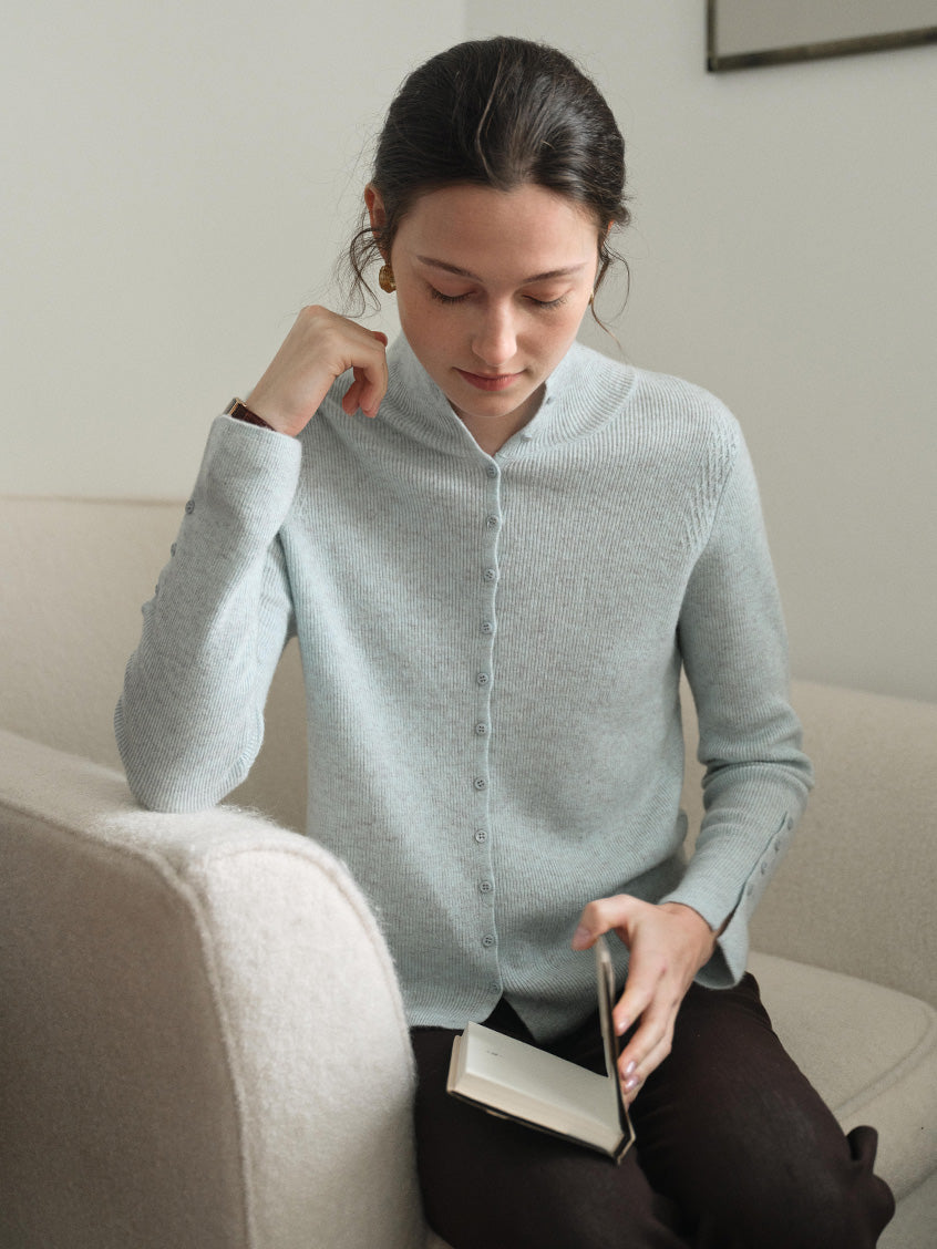 Berta 100%Wool V-Neck Button Sweater